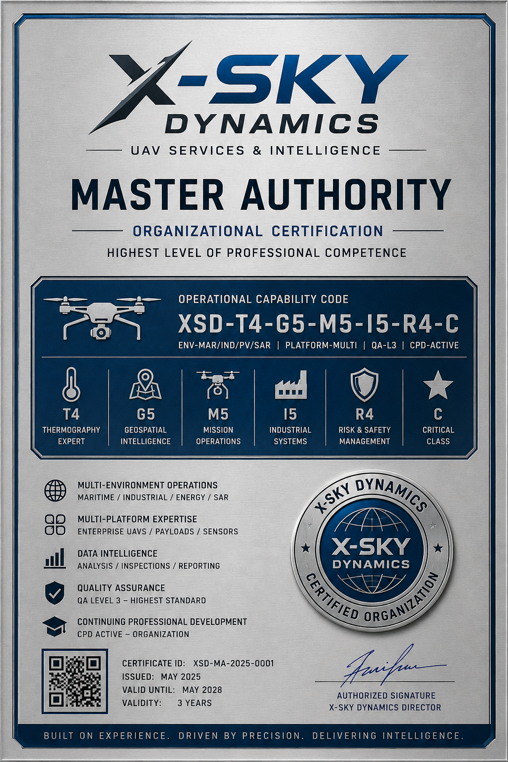 Сертификат Master Authority (портретен) на X-Sky Dynamics